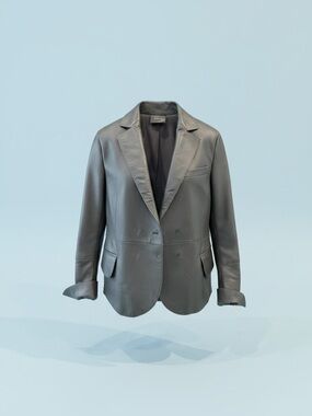 AKRIS Grey Leather Blazer - Mainline